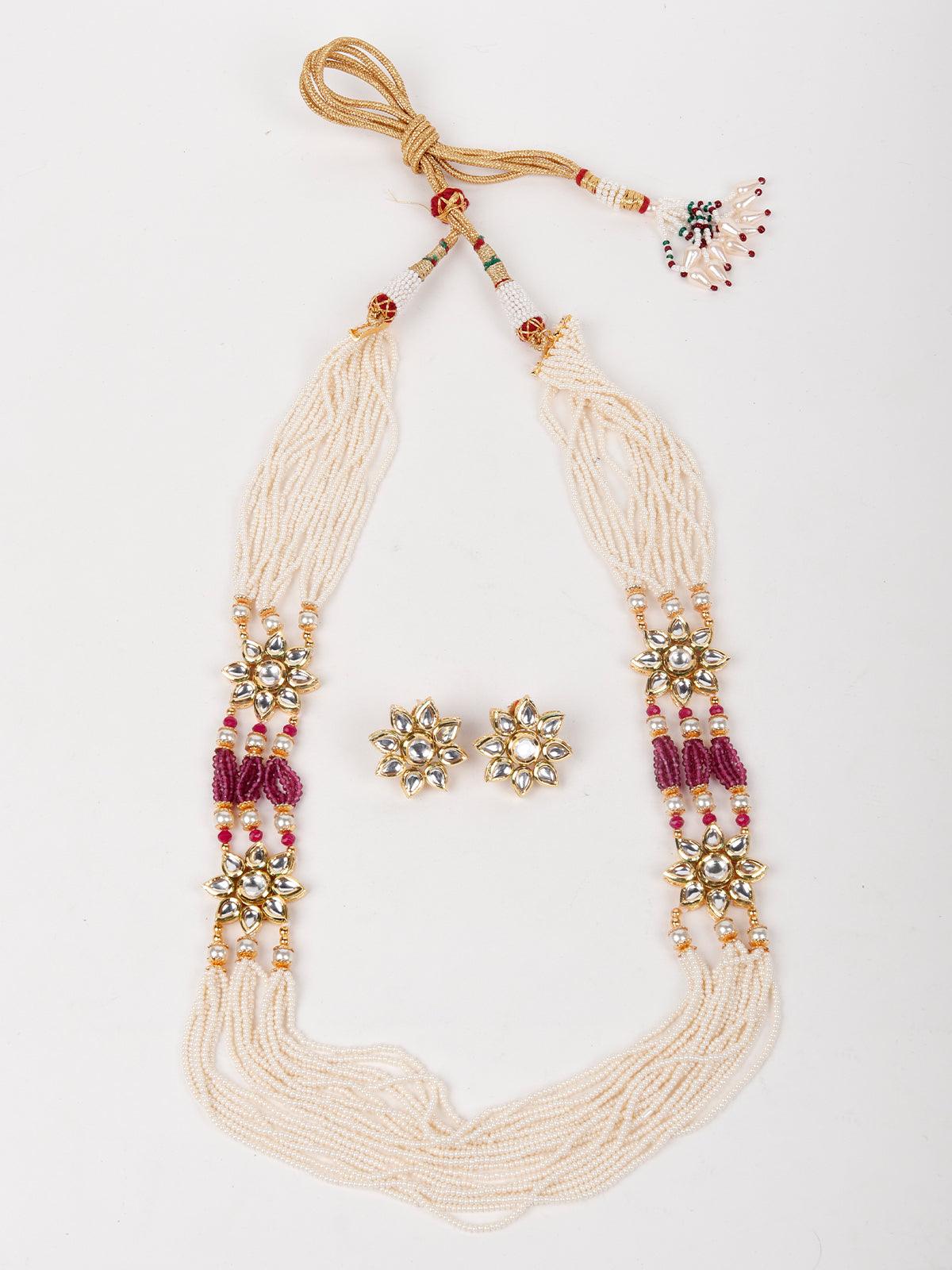 Odette Women White Metal Necklace Set - Image 3