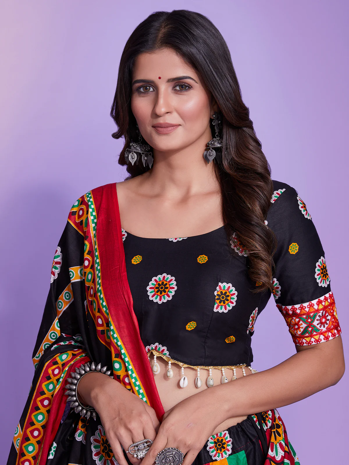 Odette Women Multicolor Cotton Printed  Stitched Lehenga Choli - Image 3