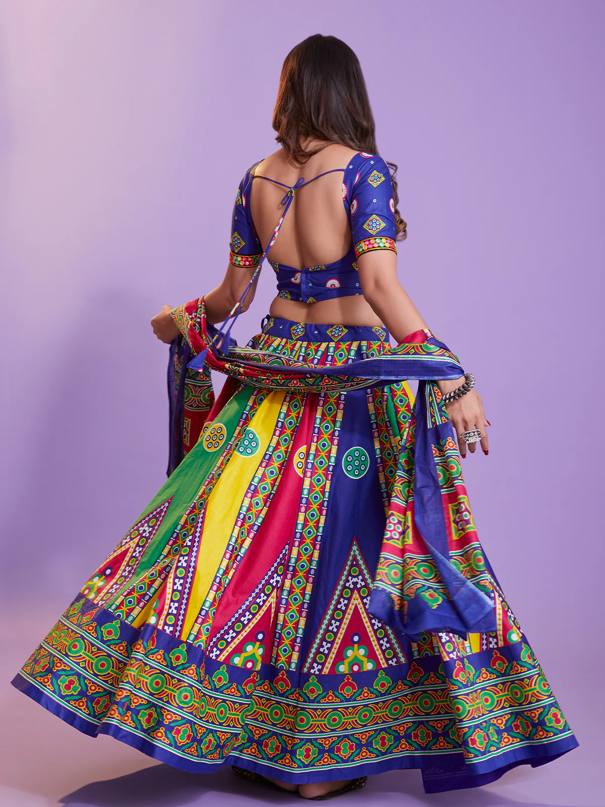 Odette Multicolor Cotton Printed Stitched Lehenga Choli For Women - Image 4