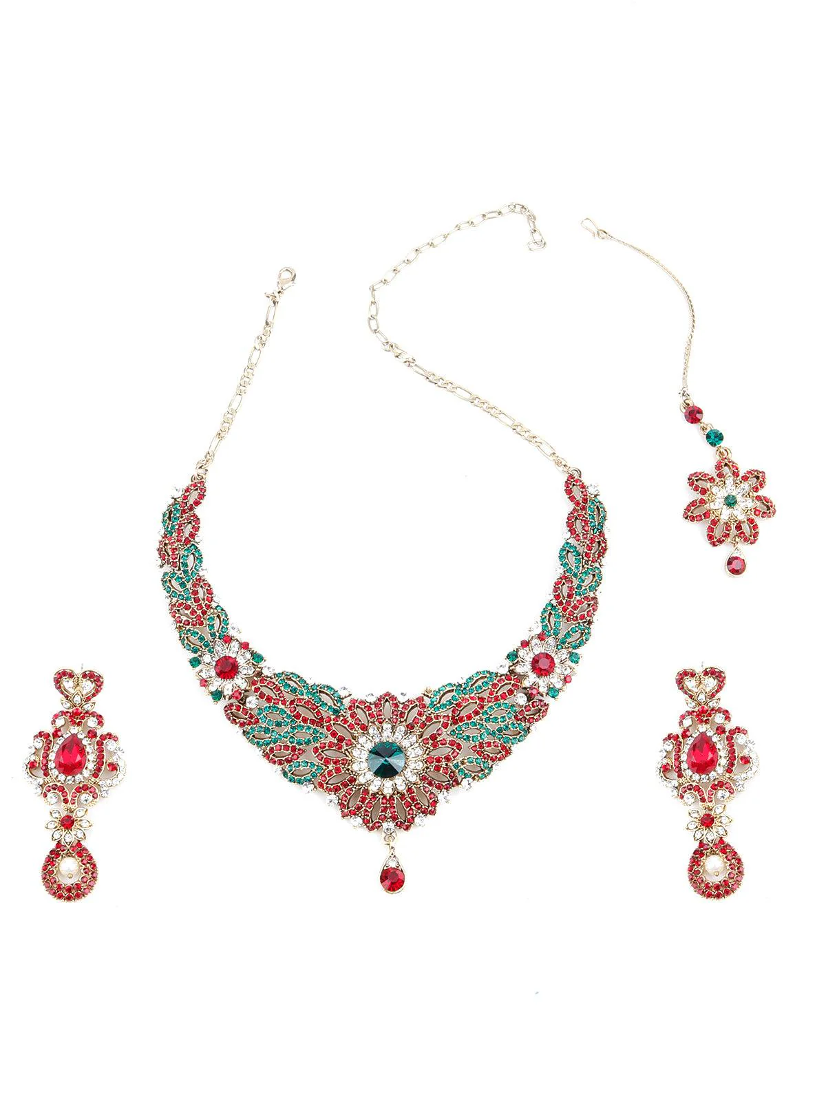 Odette Women Multicolor Crystal Necklace Set - Image 3