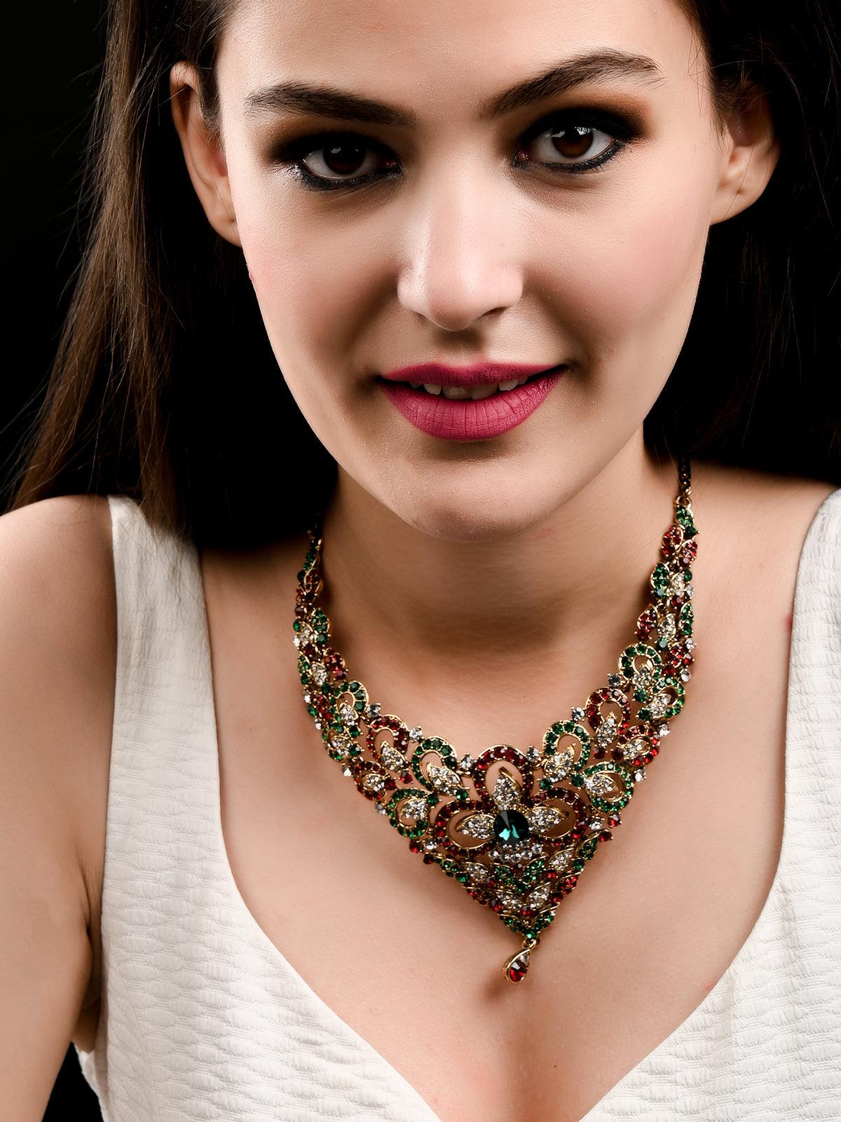 Odette Women Multicolor Crystal Necklace Set