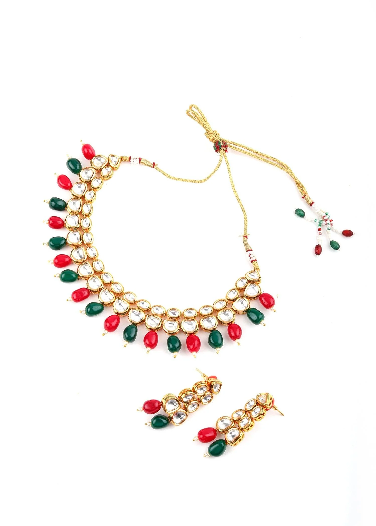 Odette Women Multicolor Kundan Necklace Set - Image 6