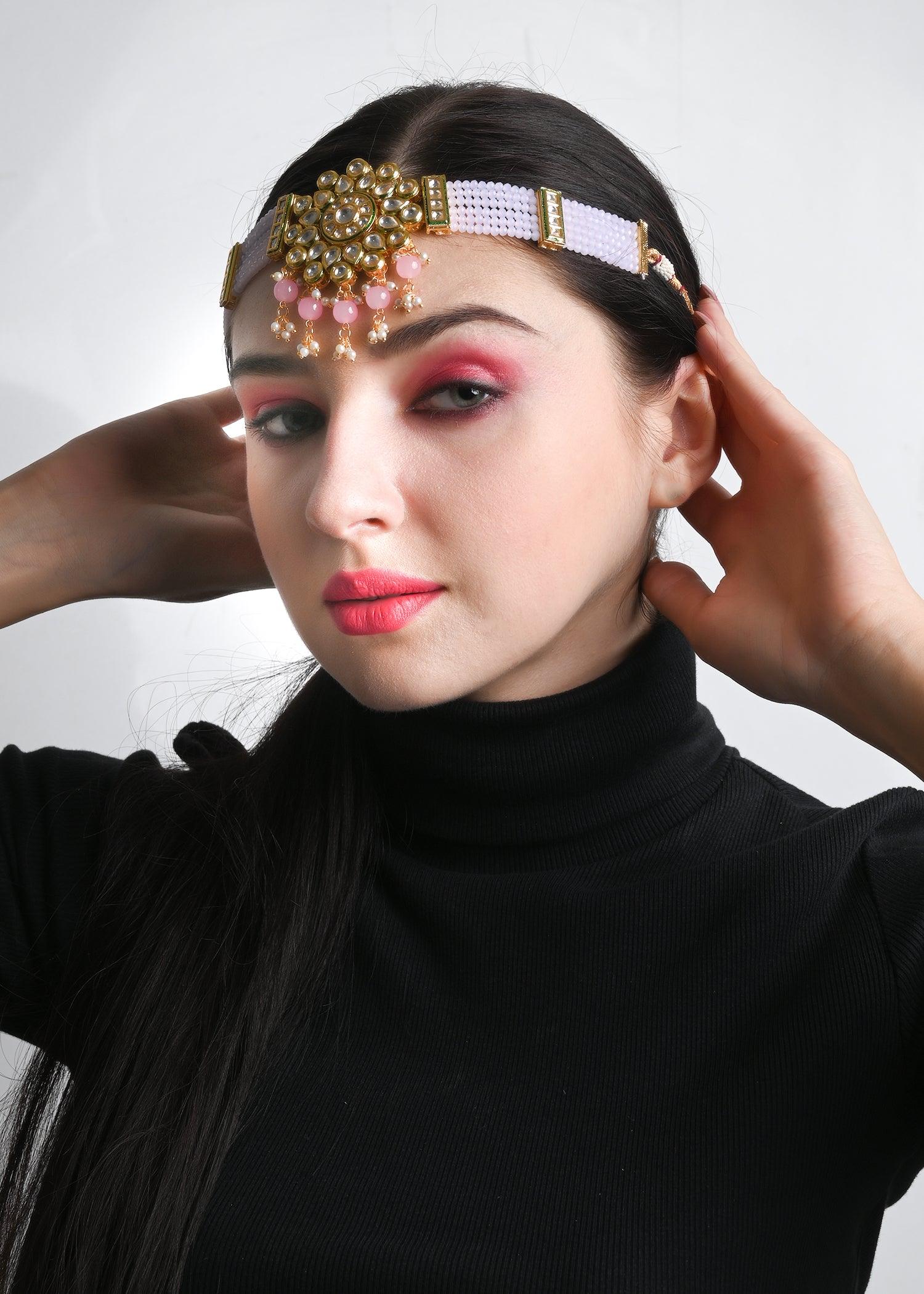 Odette Women Pink Beaded Choker Set