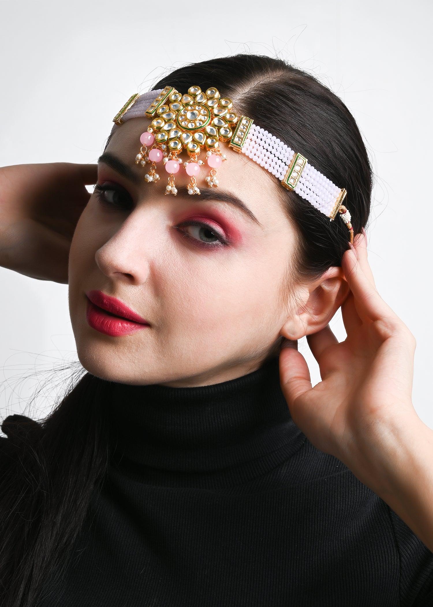 Odette Women Pink Beaded Choker Set - Image 2