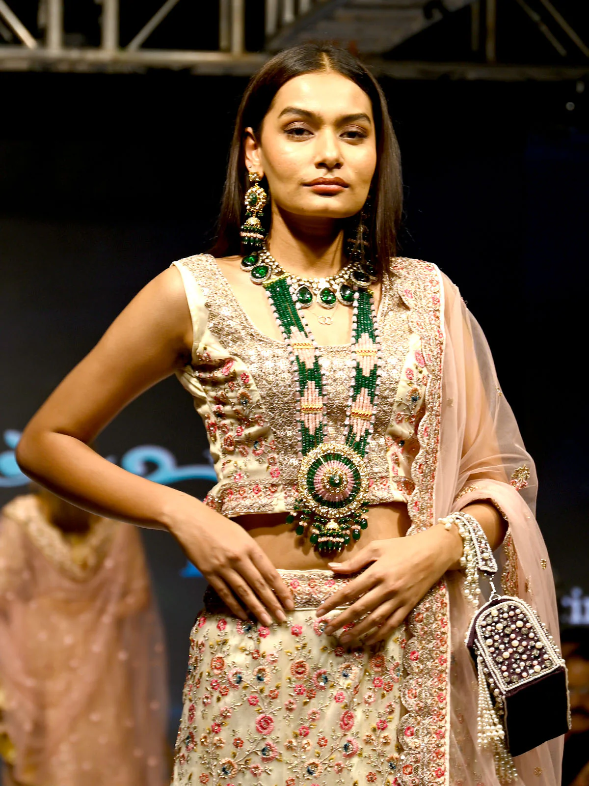 Odette Women Multicolor Net Semi Stitched Lehenga With Unstitched Blouse - Image 2