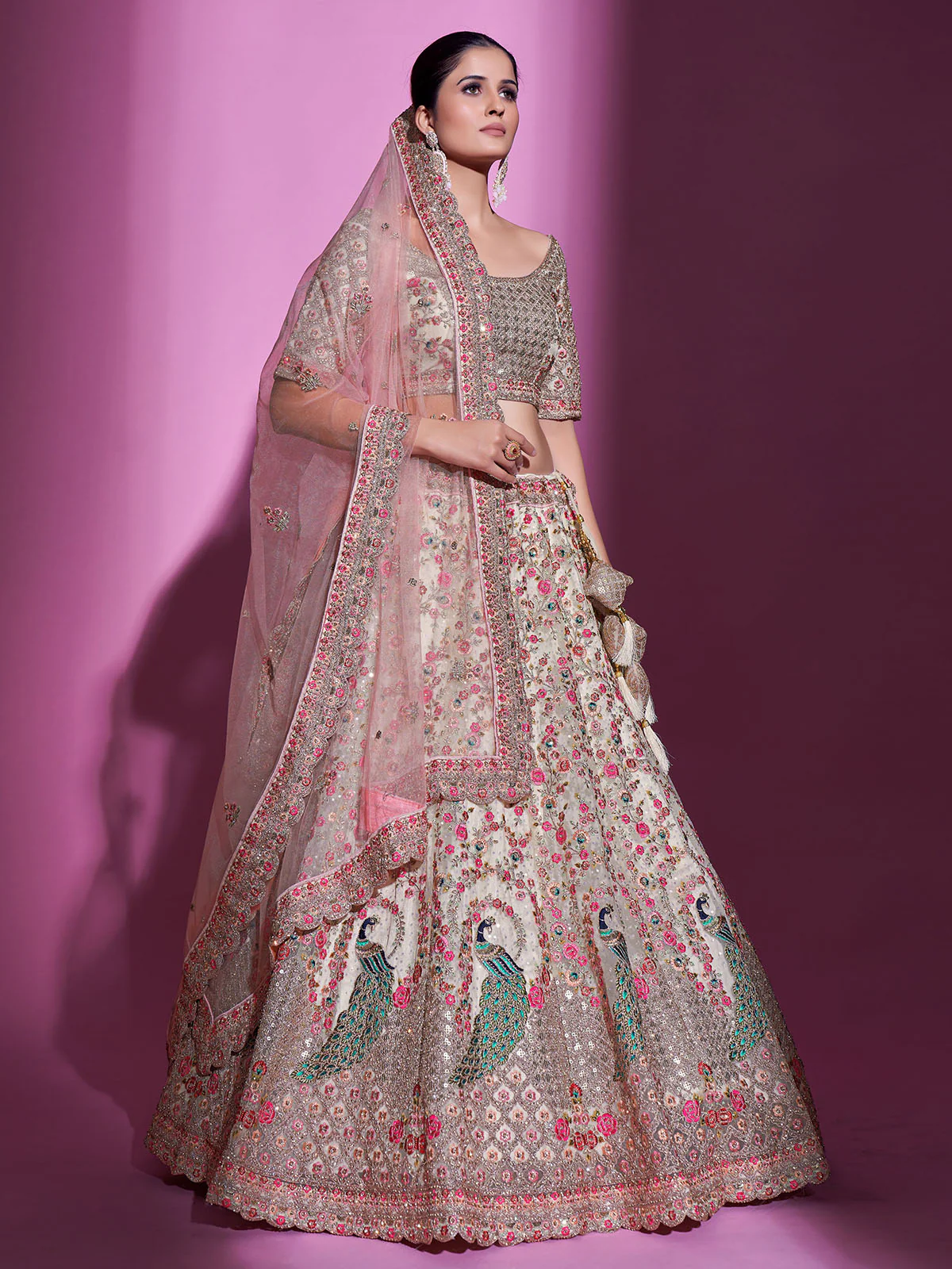 Odette Women Multicolor Net Semi Stitched Lehenga With Unstitched Blouse - Image 5