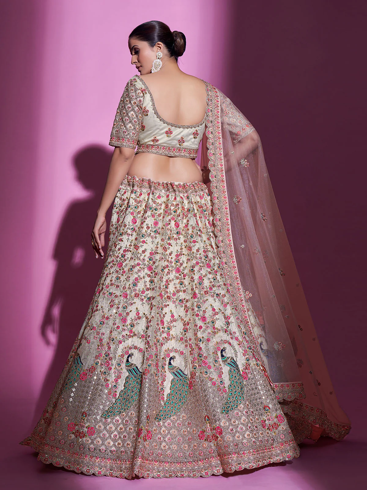 Odette Women Multicolor Net Semi Stitched Lehenga With Unstitched Blouse - Image 6