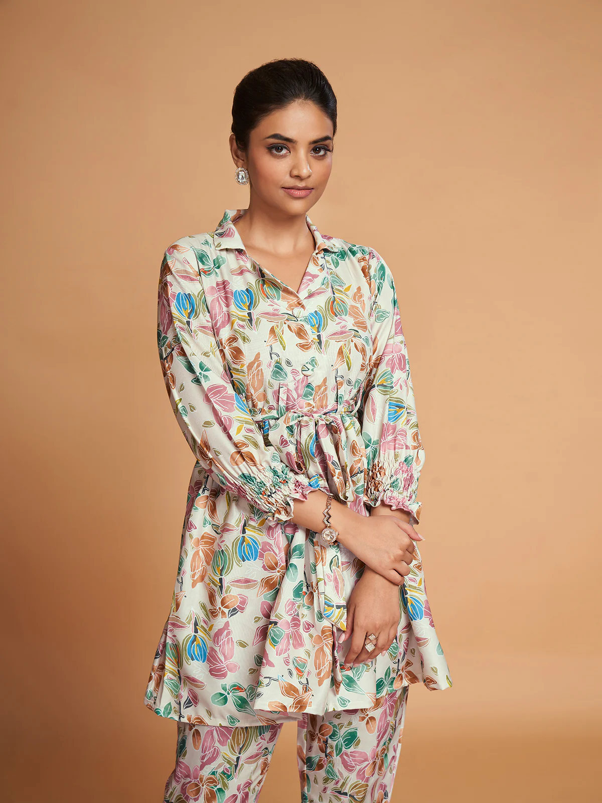 Odette Women Multicolor Rayon Printed Stitched Co-Ord Set - Image 4