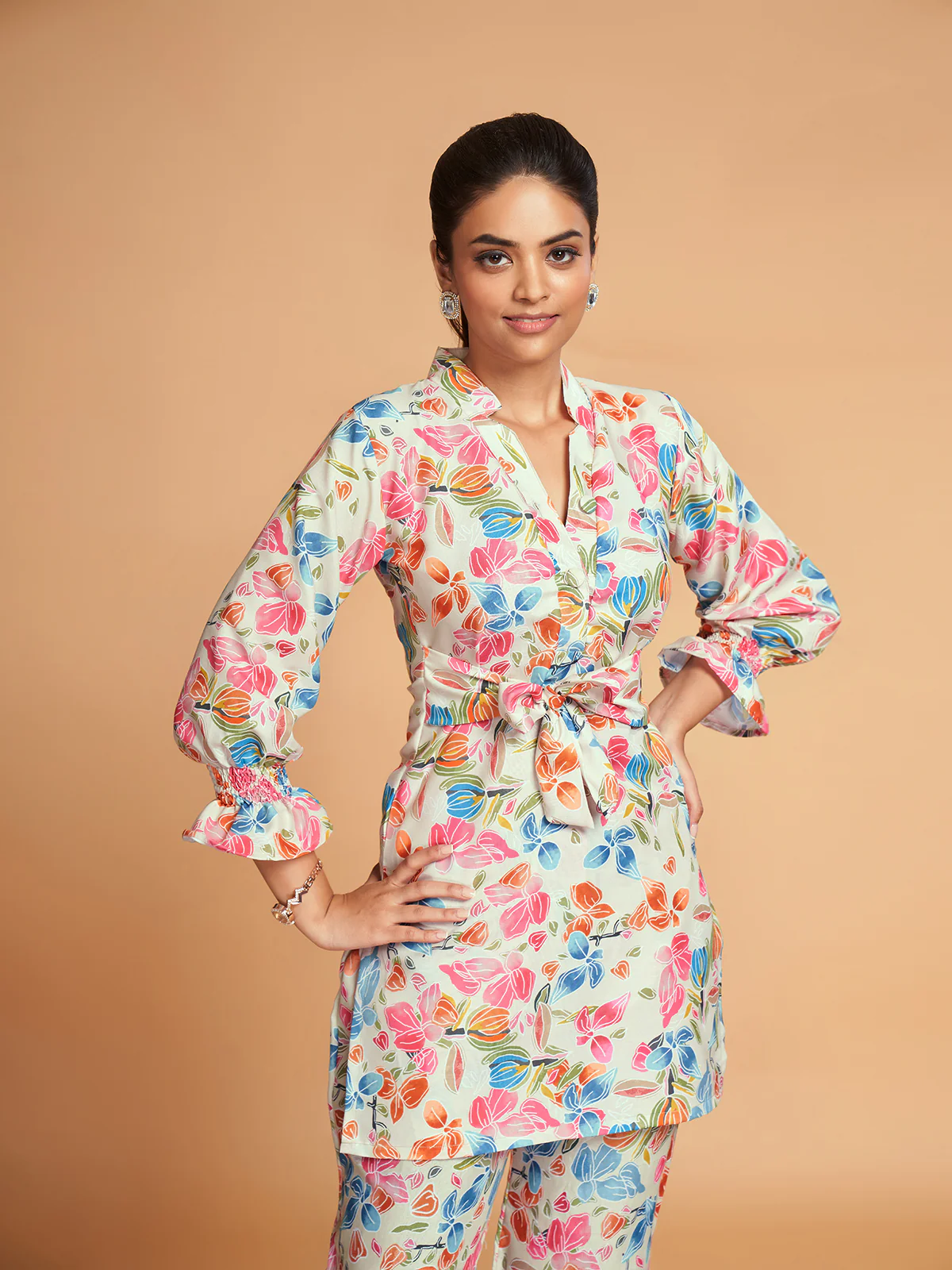 Odette Women Multicolor Rayon Printed Stitched Co-Ord Set - Image 4