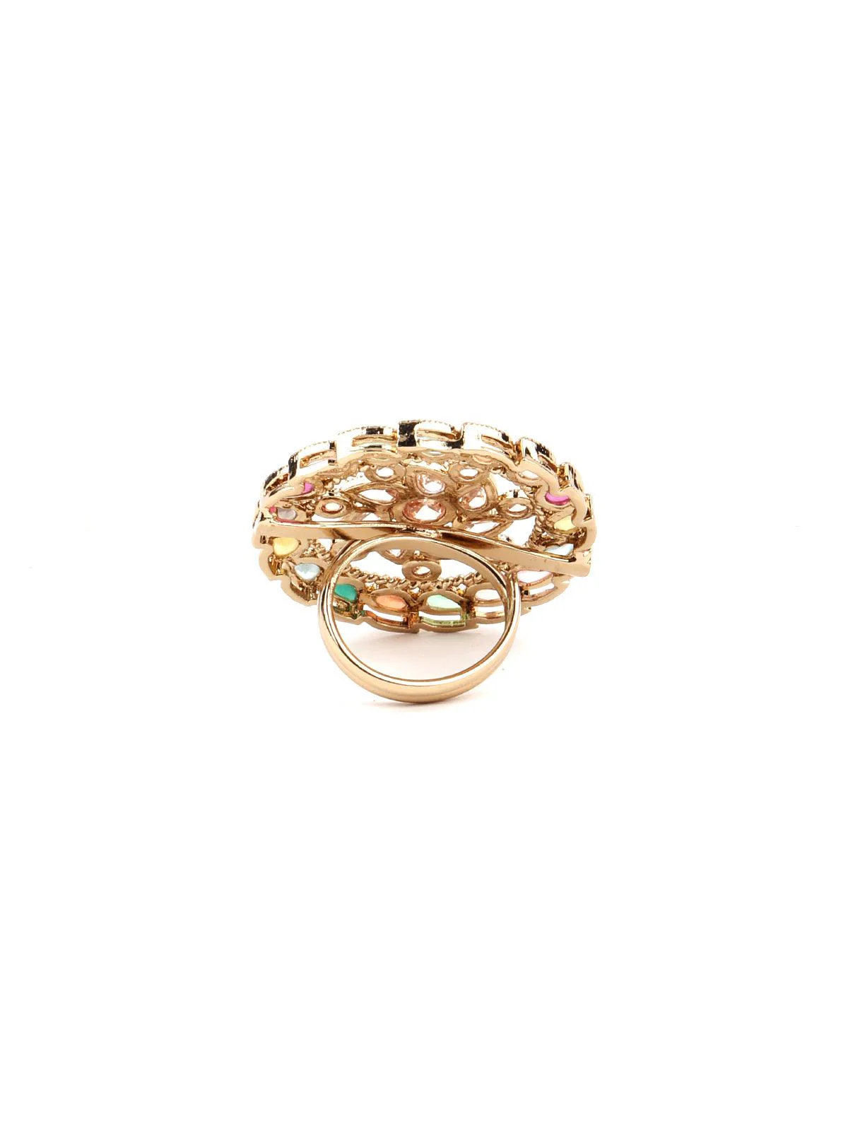 Odette Women Multicolor Round Finger Ring - Image 4