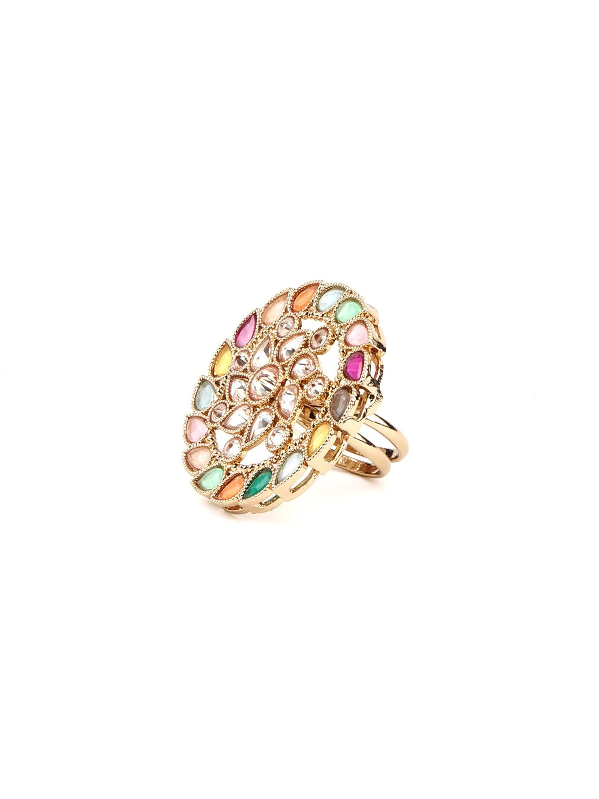 Odette Women Multicolor Round Finger Ring - Image 5
