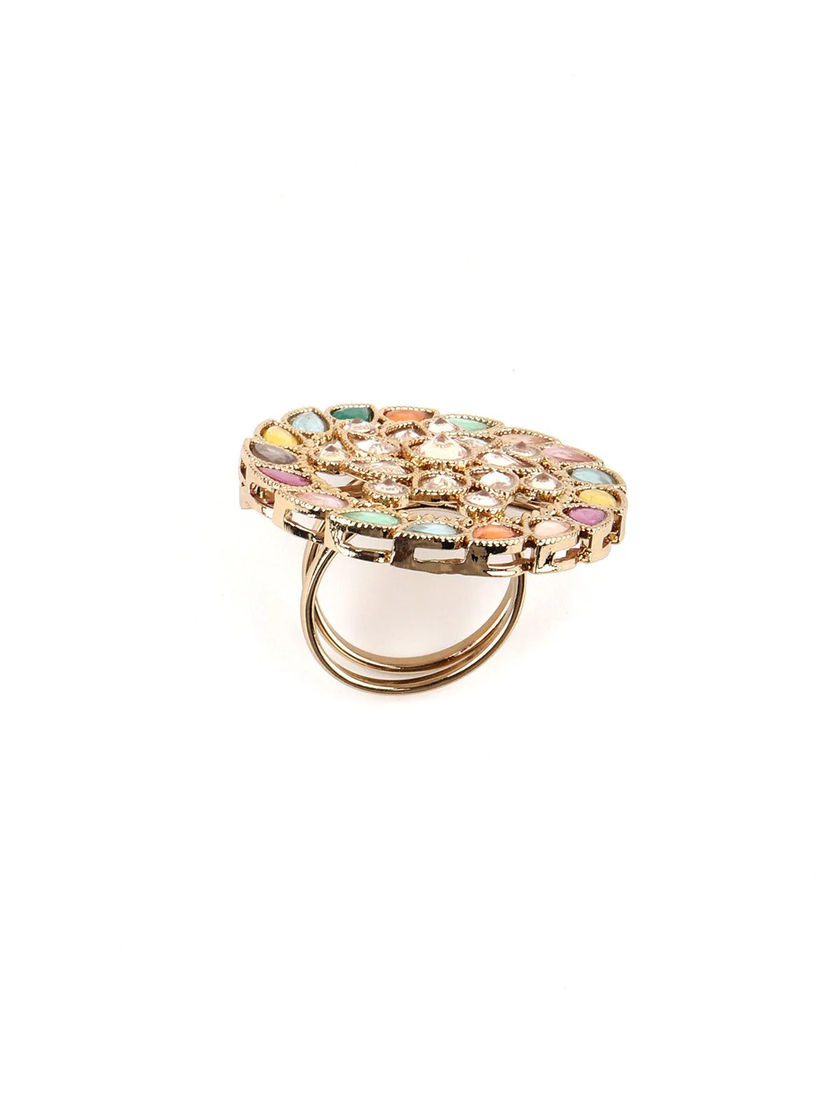 Odette Women Multicolor Round Finger Ring - Image 6
