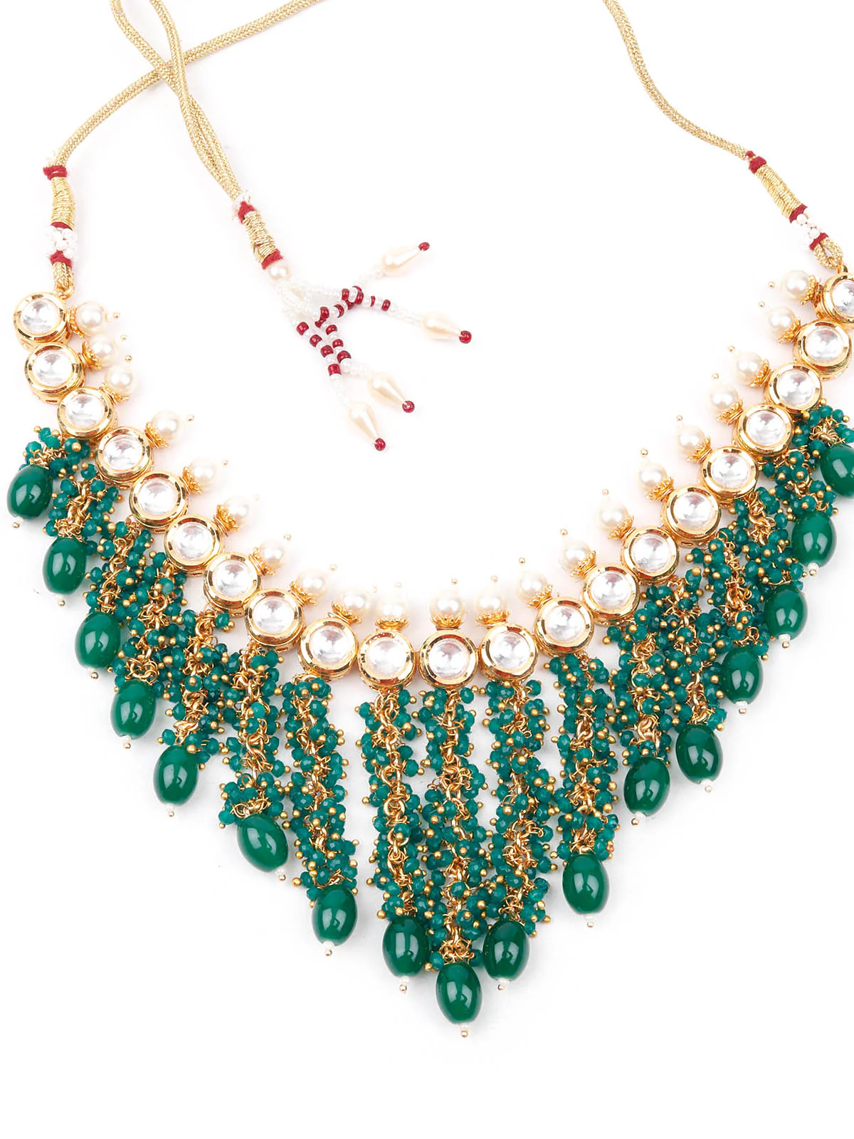 Odette Women Multicolor Tesseled Bridal Choker Necklace Set - Image 4