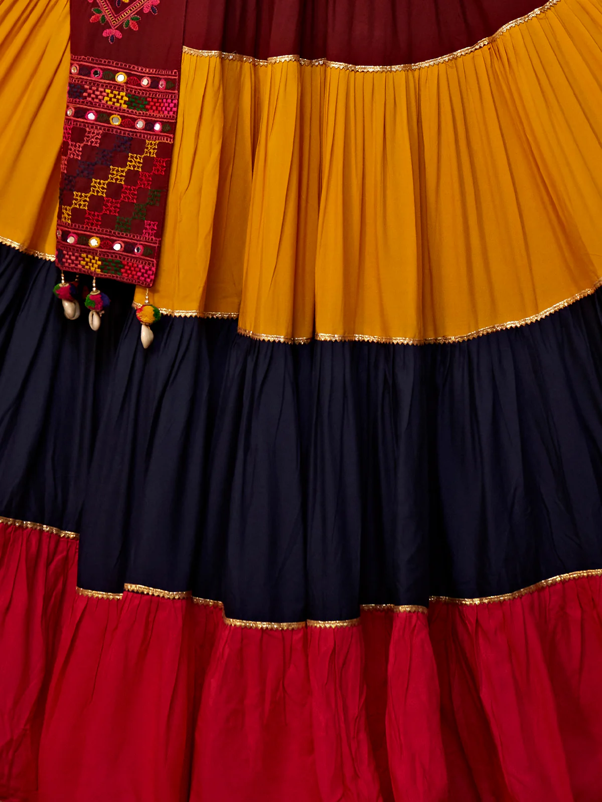 Odette Multicolor Viscose Rayon Embroidered Semi Stitched Lehenga Choli For Women - Image 6