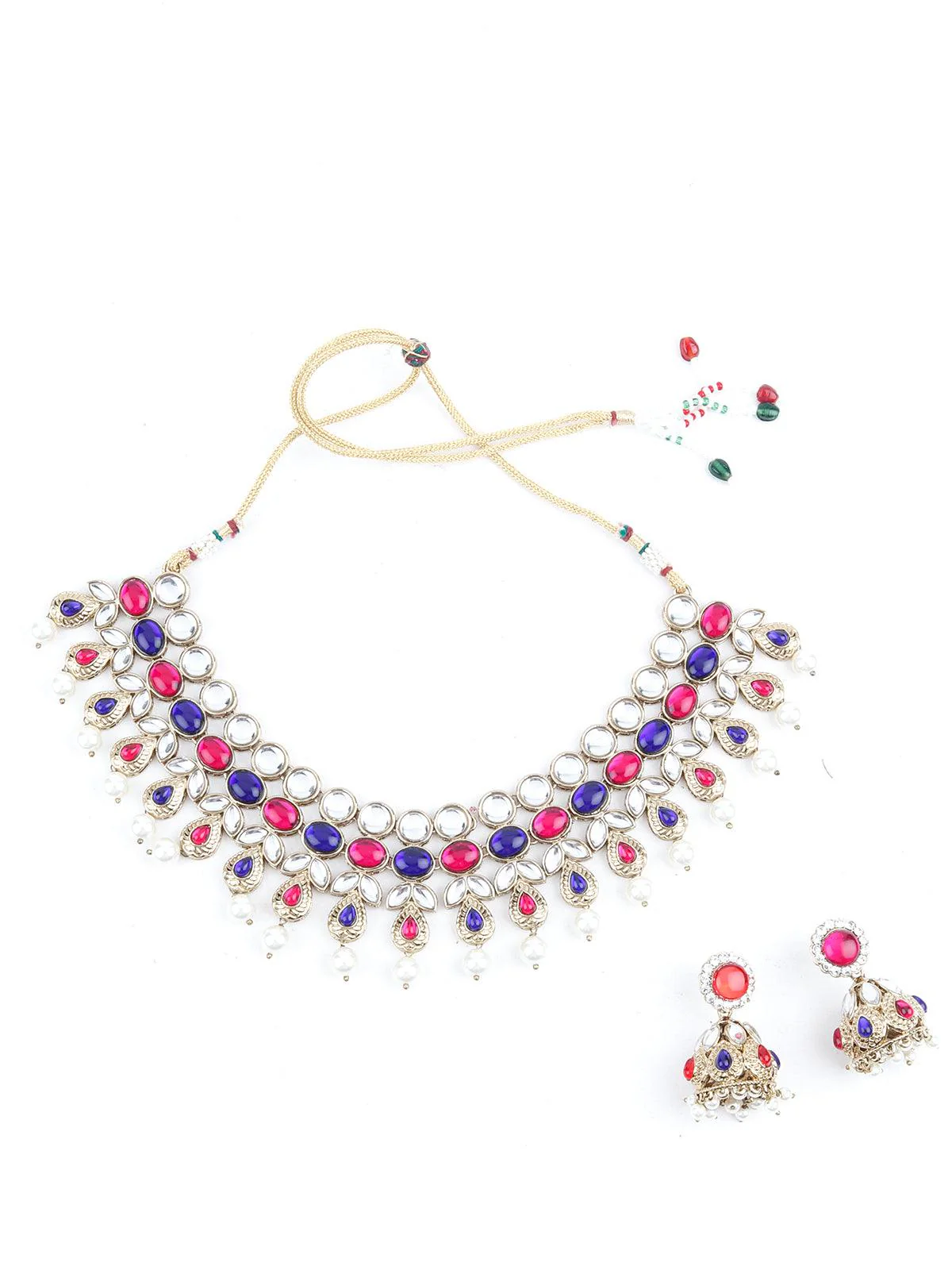Odette Women Multicolor With Pearls Necklace Set - Image 3