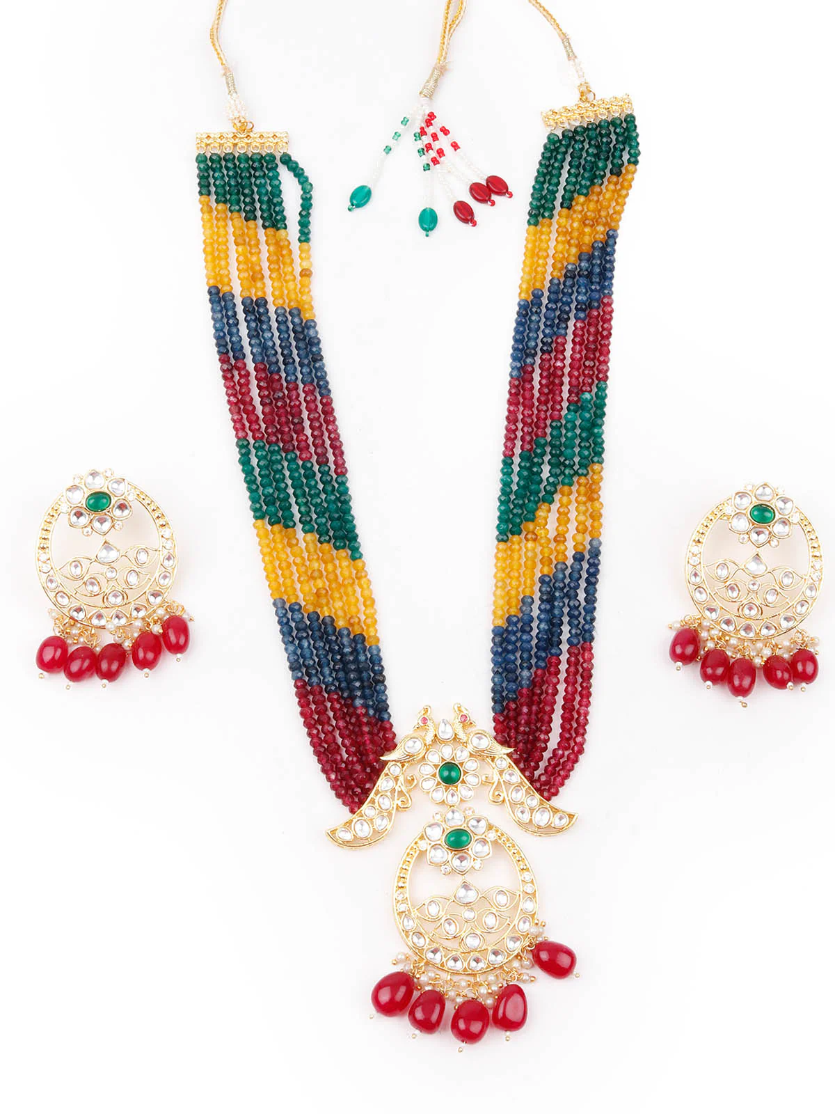 Odette Women Multicolored And Gold Long Necklace Set - Image 3