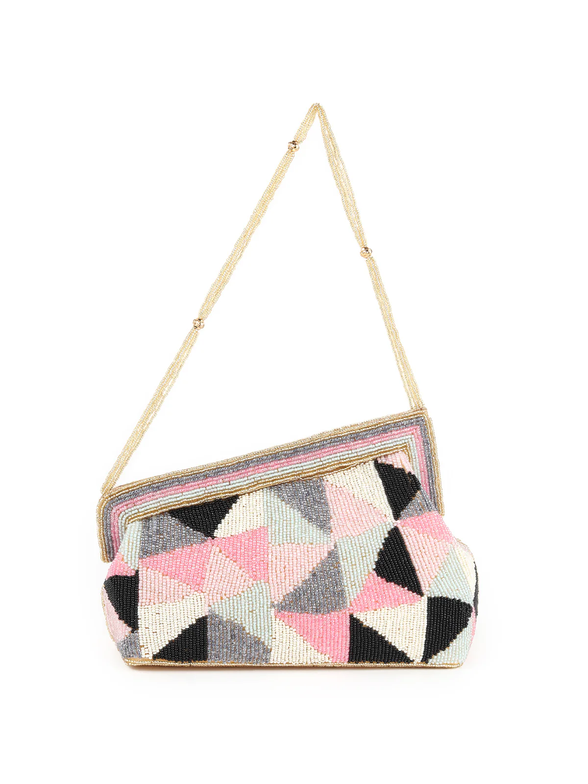 Odette Multi Fabric Beaded Clutch For Women - Image 3