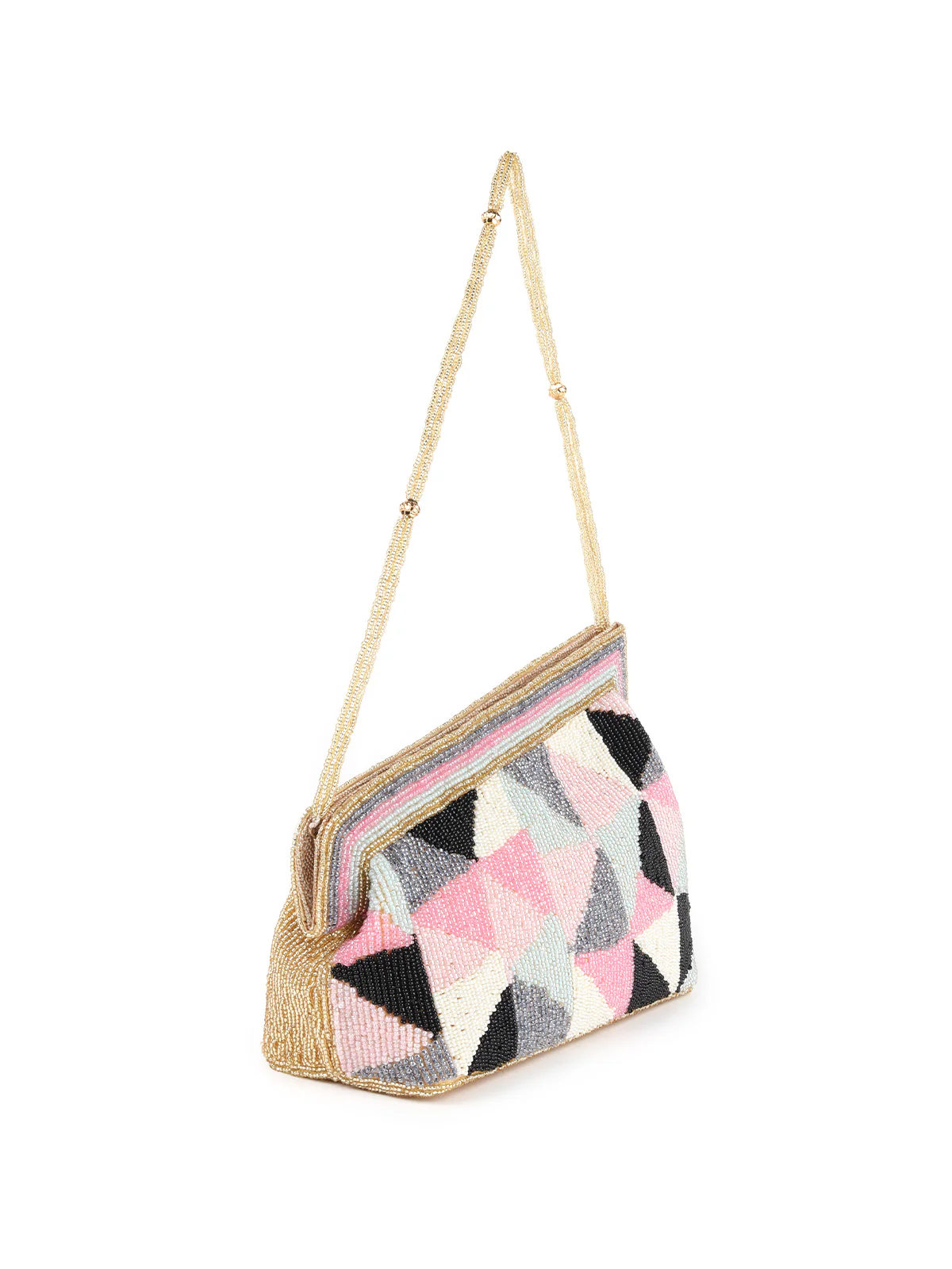 Odette Multi Fabric Beaded Clutch For Women - Image 4