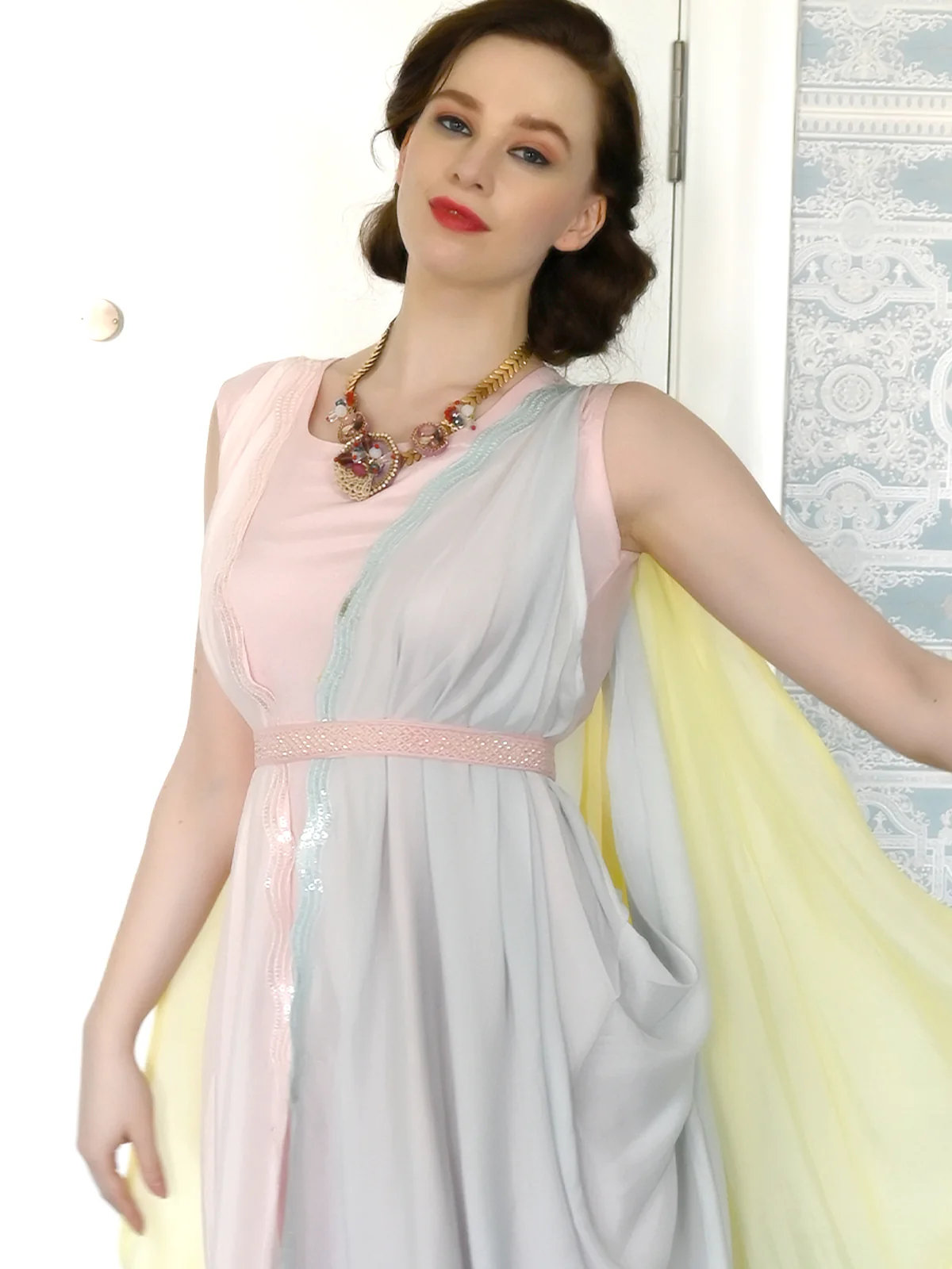 Odette Women Multicolored Fancy Neckiece With Chunkets - Image 2