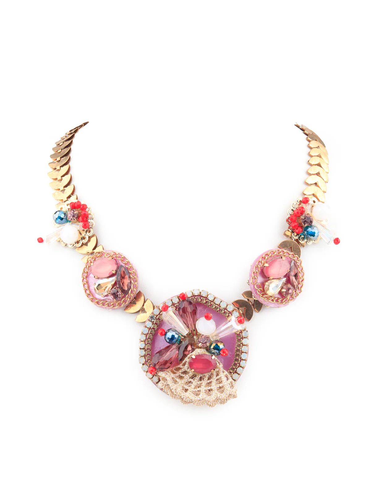 Odette Women Multicolored Fancy Neckiece With Chunkets - Image 3