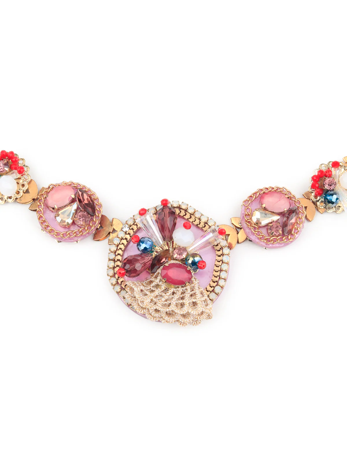 Odette Women Multicolored Fancy Neckiece With Chunkets - Image 5