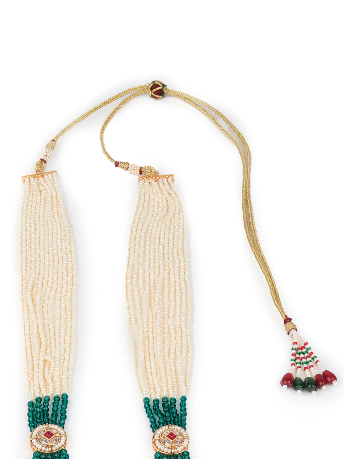 Odette Women Multicolored Kundan Studded Long Neck Piece - Image 5