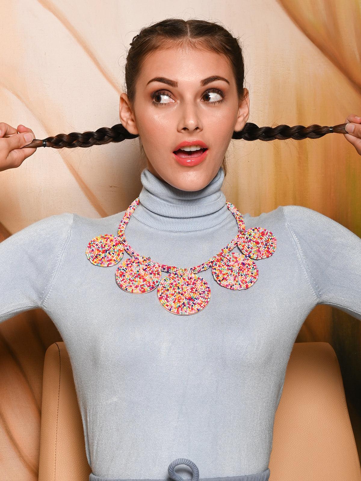 Odette Women Multicolour Beaded Chunky Necklace