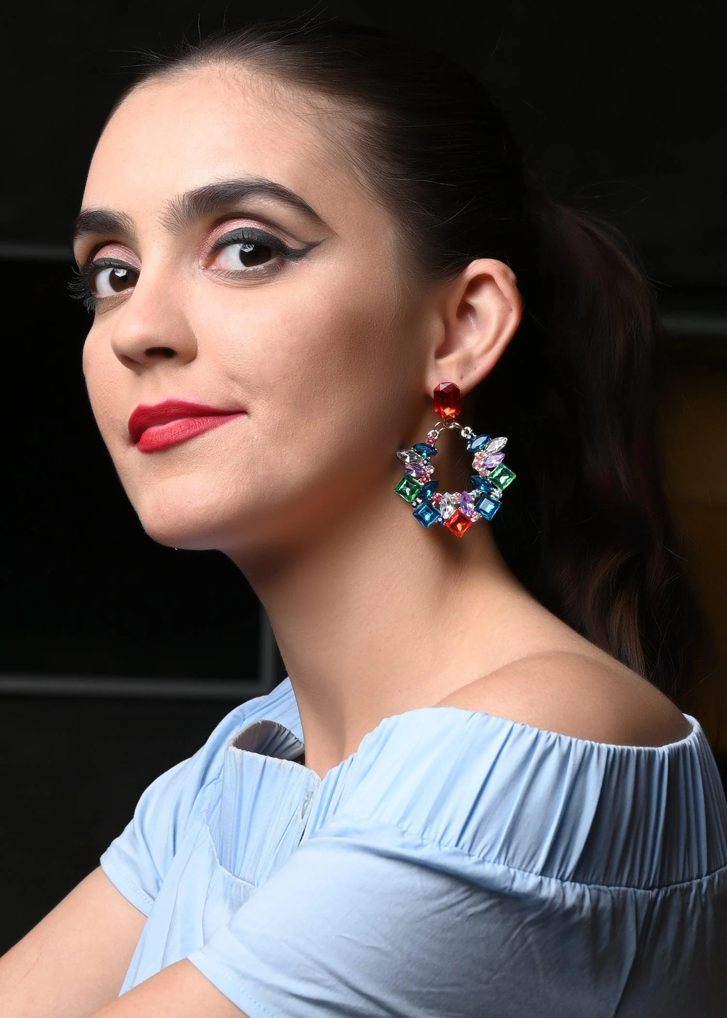 Odette Women Multicolour Chandbali Pattern Earring