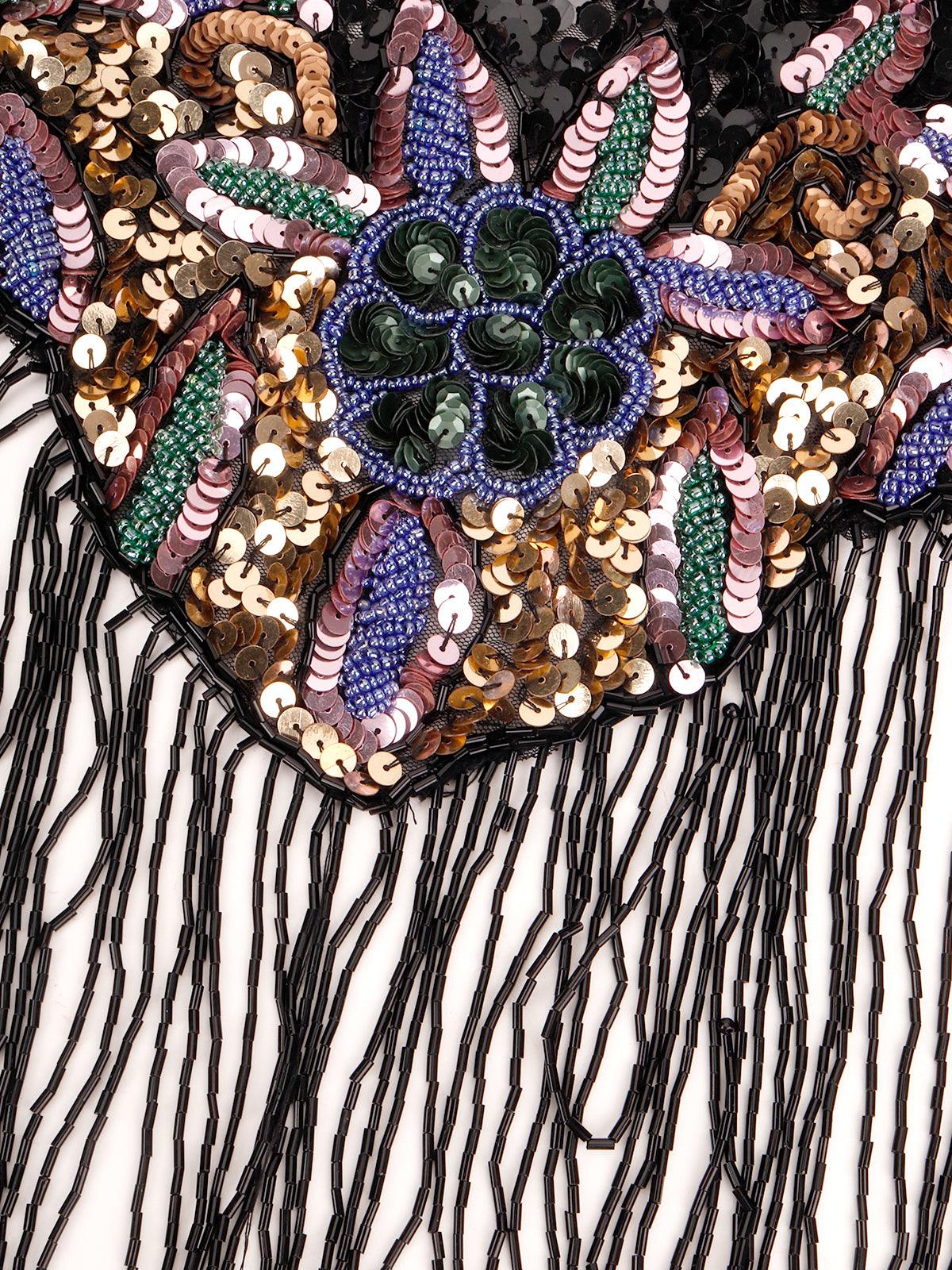 Odette Women Multicolour Embellished Cape - Image 3