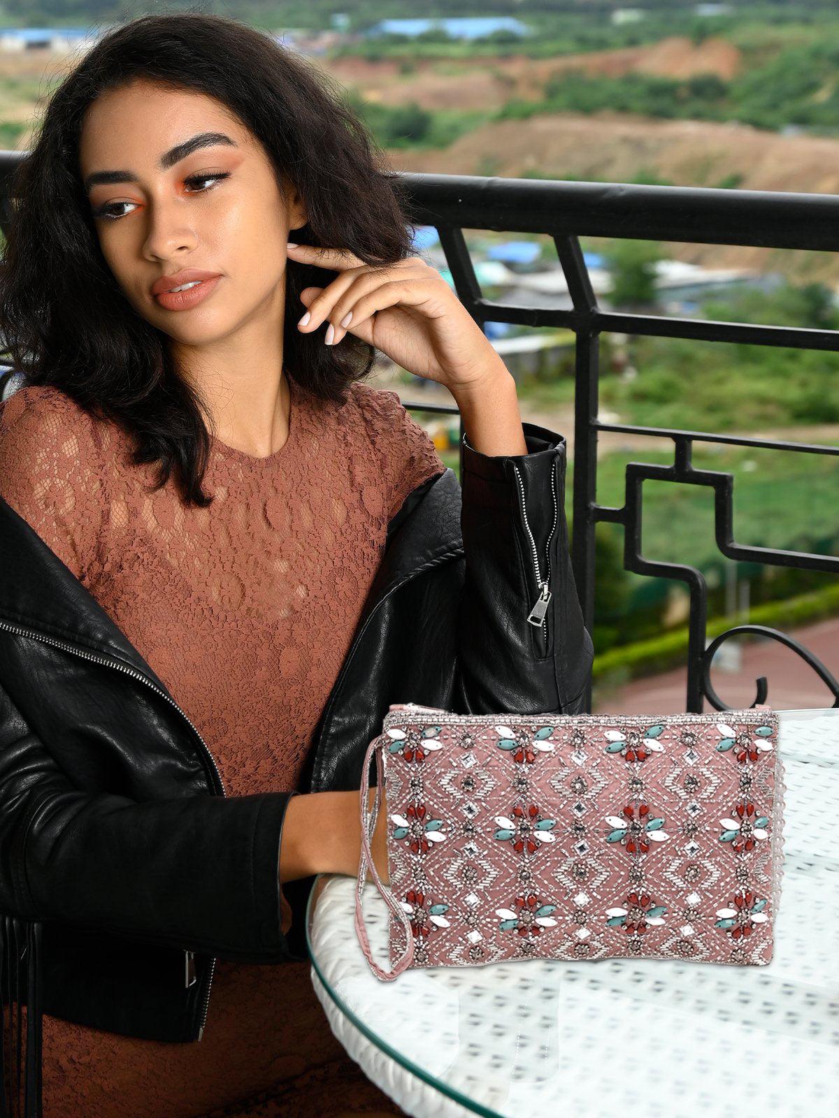 Odette Women Multicolour Metal Clutch - Image 2