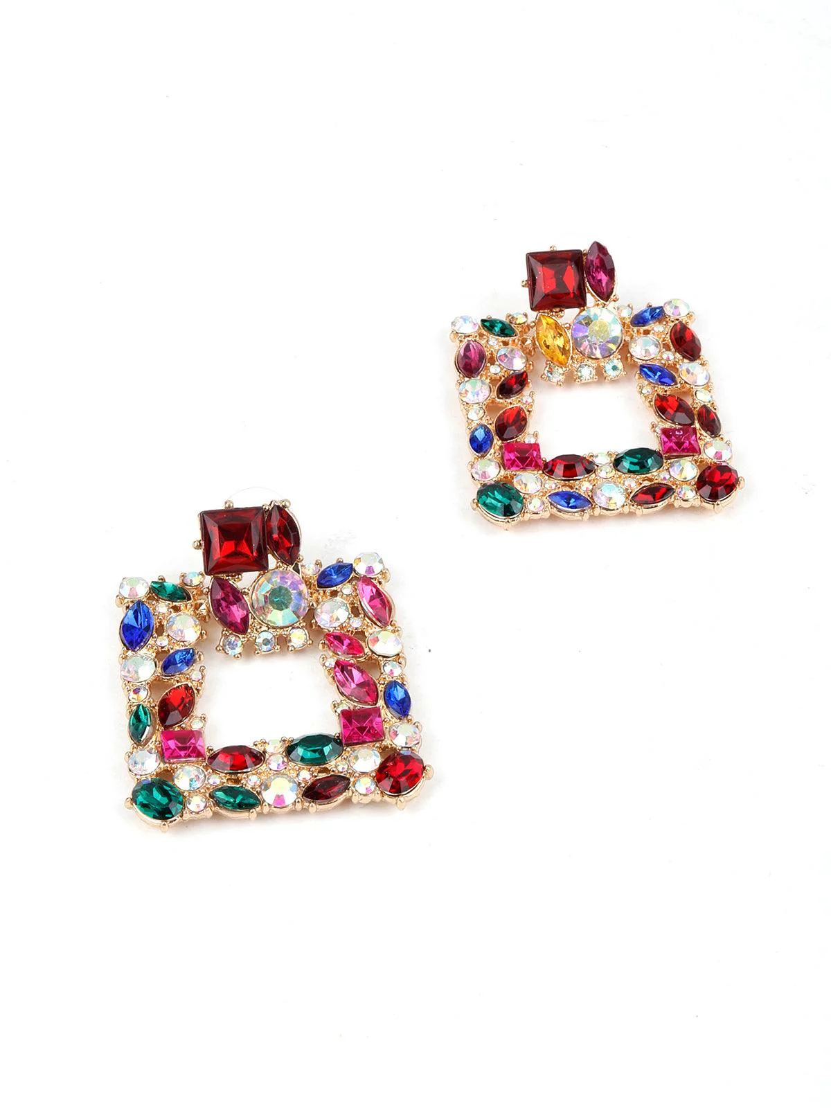 Odette Women Multicolour Square Rhinestone Earring - Image 5