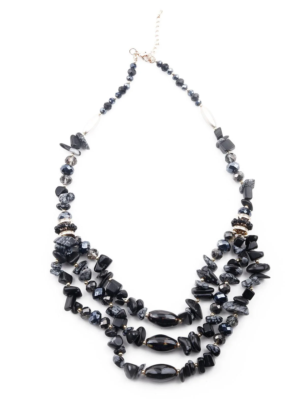 Odette Women Jet Black Beacy Layered Necklace
