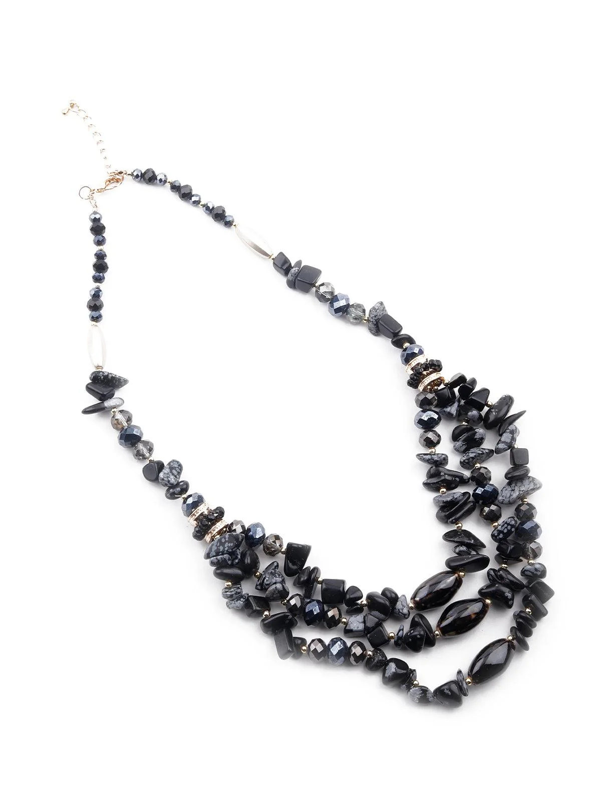 Odette Women Jet Black Beacy Layered Necklace - Image 2