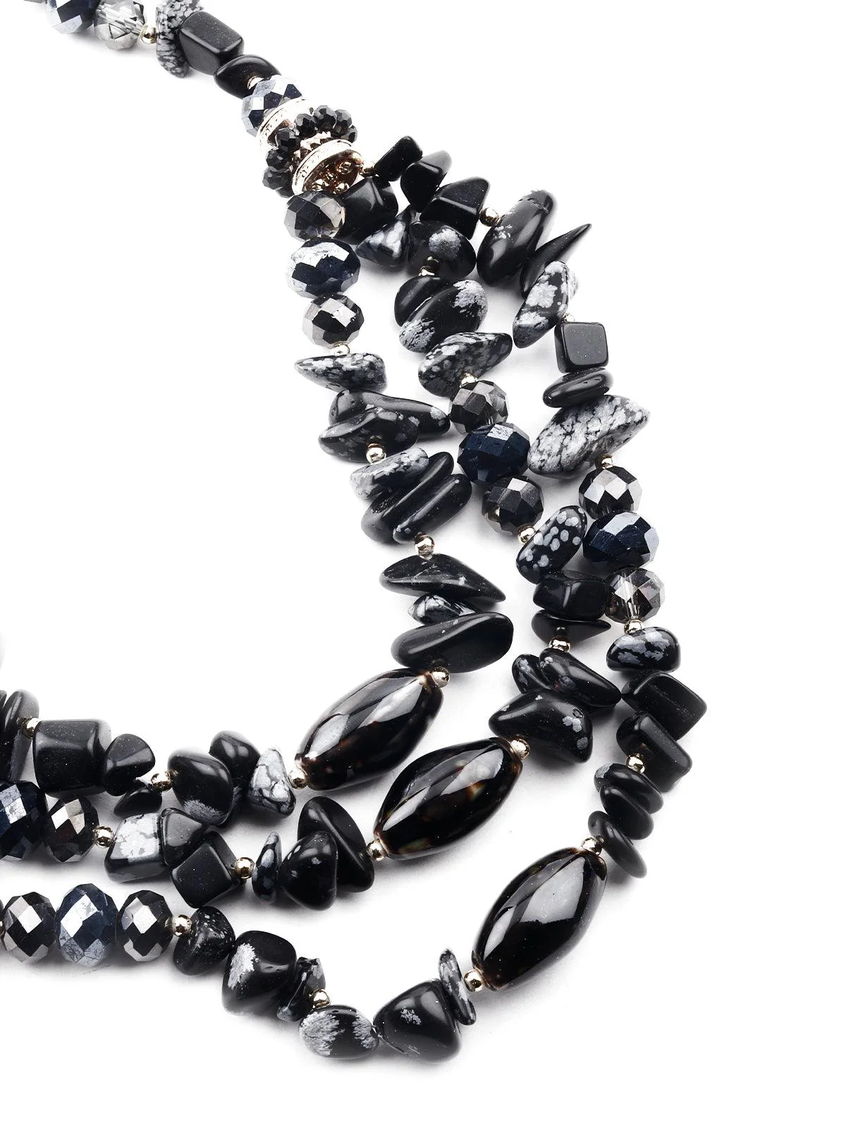Odette Women Jet Black Beacy Layered Necklace - Image 3