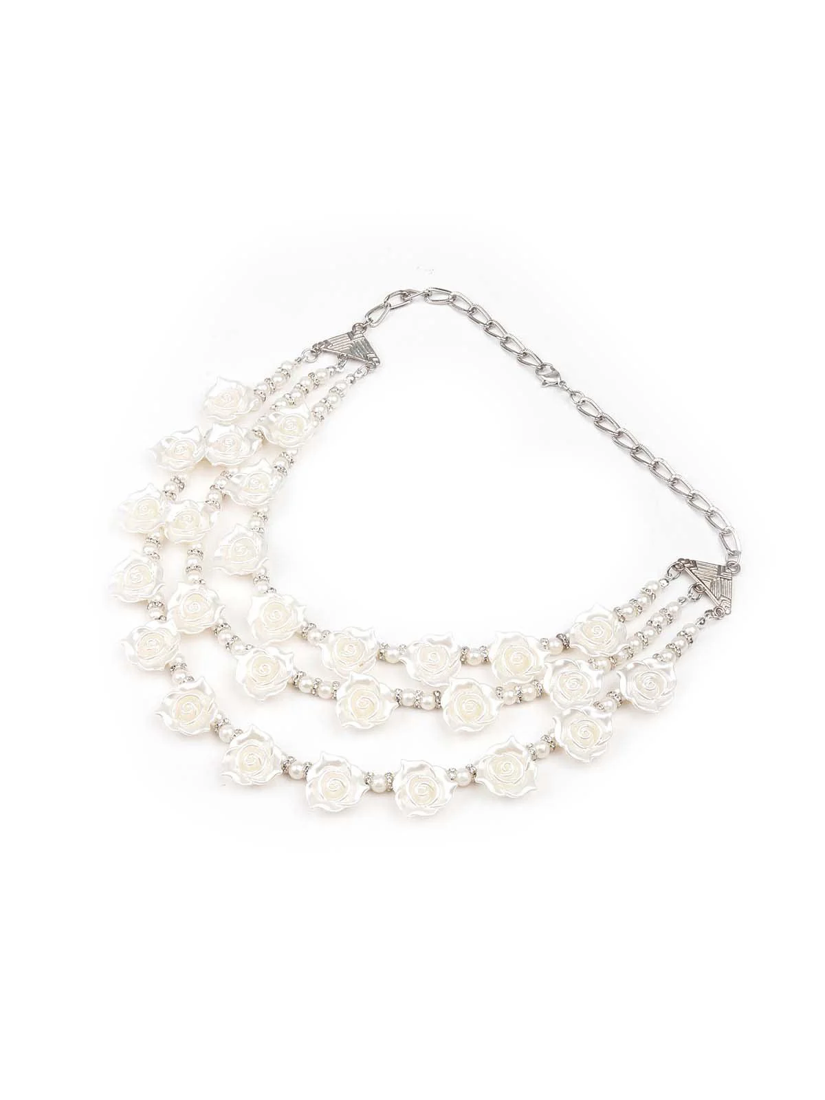 Odette Exquisite White Rose Layered Necklace For Women - Image 4