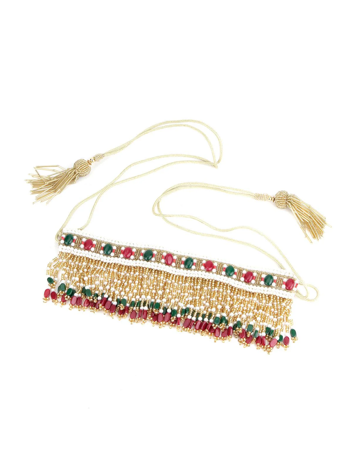 Odette Women Multicoloured Fabric Tie-Able Tassel Belt! - Image 3