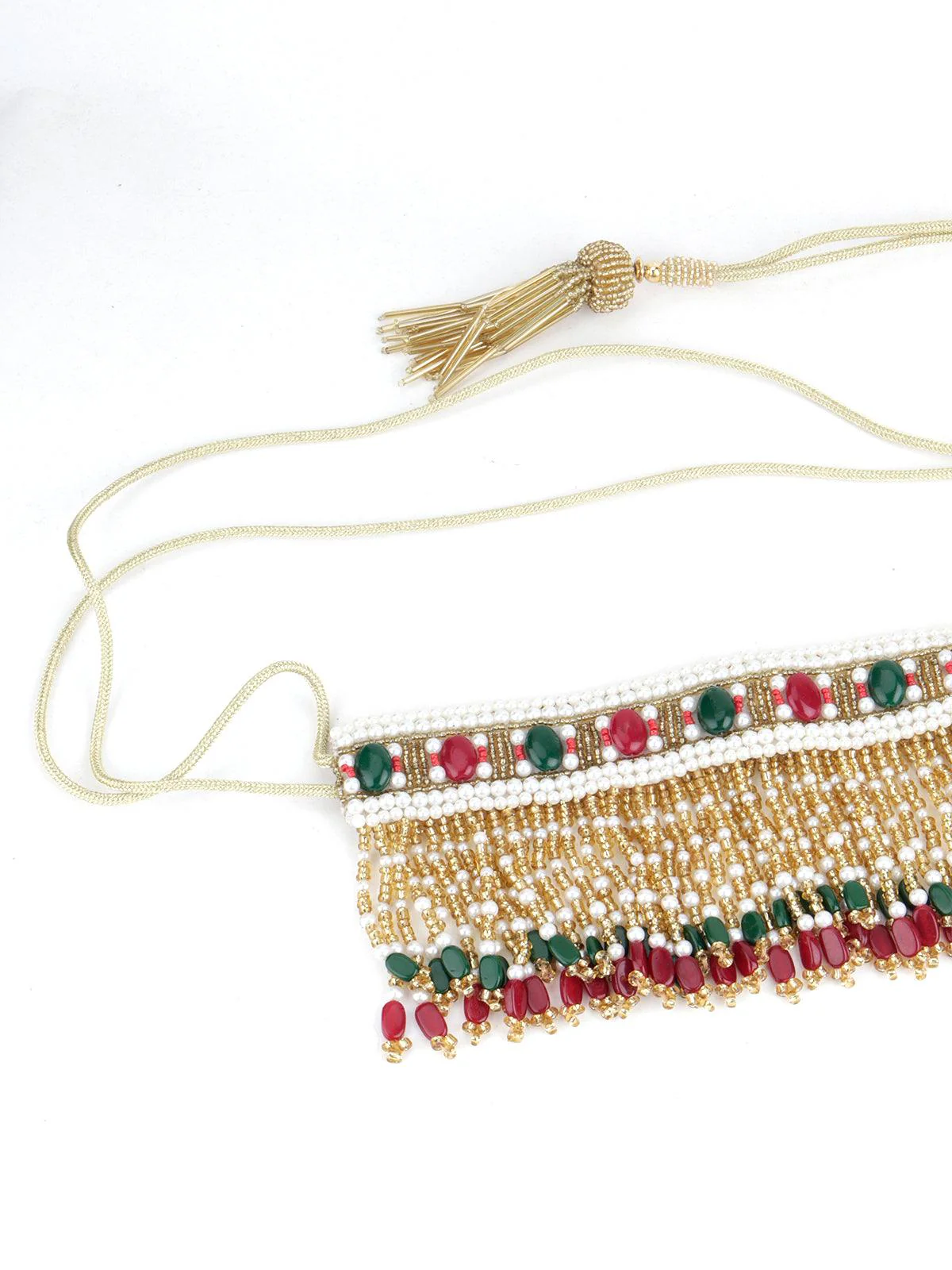 Odette Women Multicoloured Fabric Tie-Able Tassel Belt! - Image 4