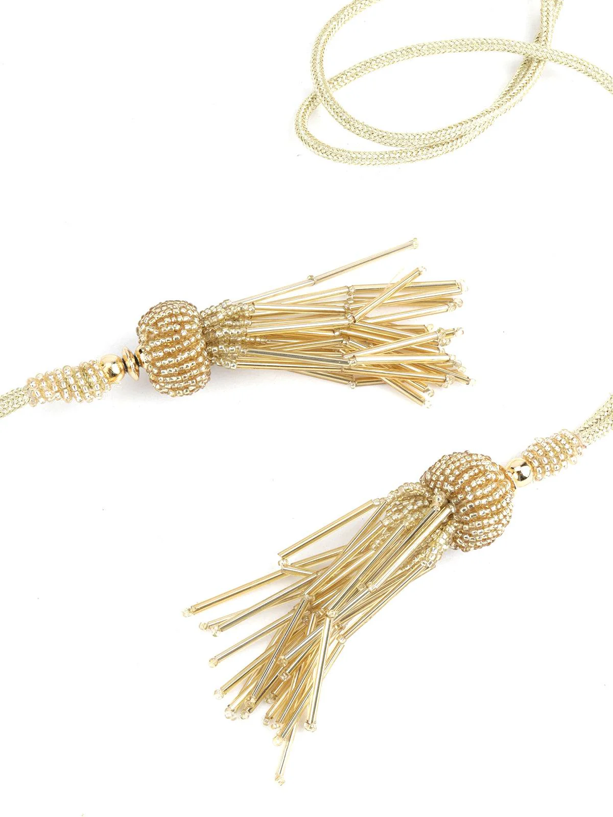 Odette Women Multicoloured Fabric Tie-Able Tassel Belt! - Image 5