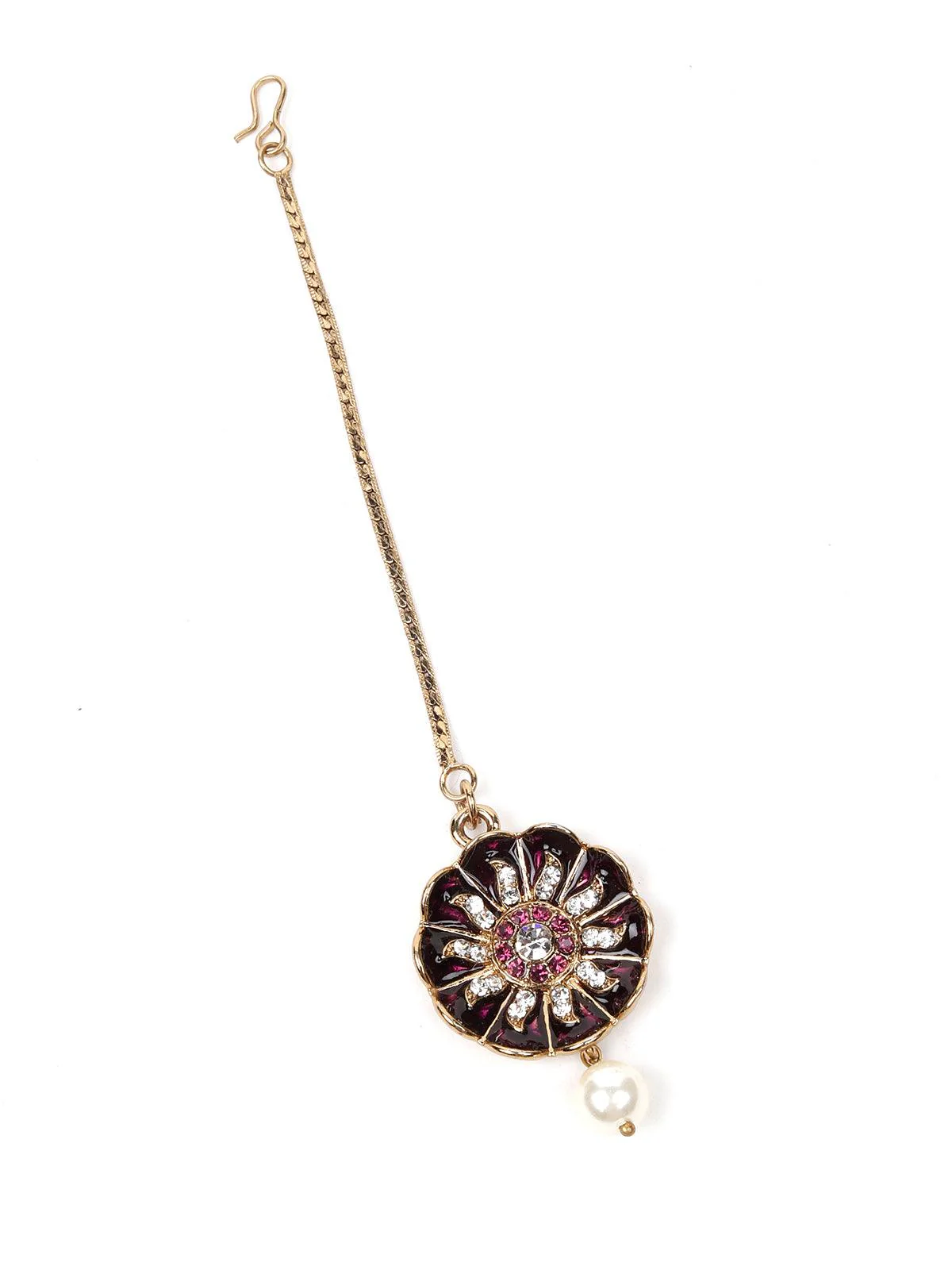 Odette Women Rusty Brown Stone And Kundan Set - Image 4