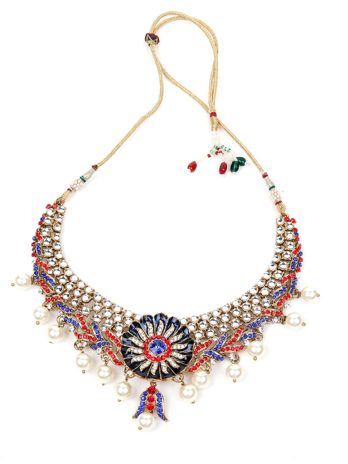 Odette Women Red And Blue Stone And Jewellery Set - Image 3