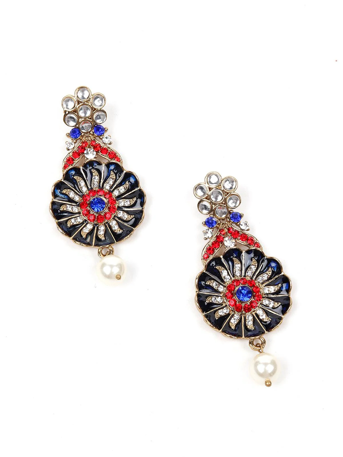 Odette Women Red And Blue Stone And Jewellery Set - Image 5