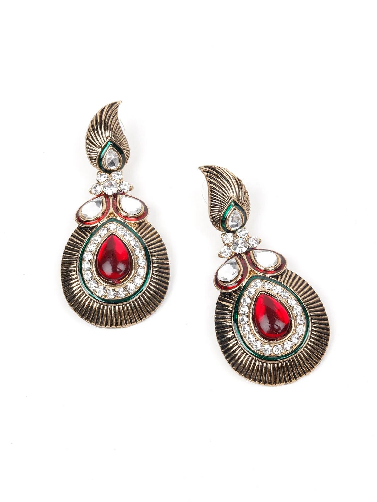 Odette Women Rusty Brown Metal Stone And Jewellery Set - Image 5