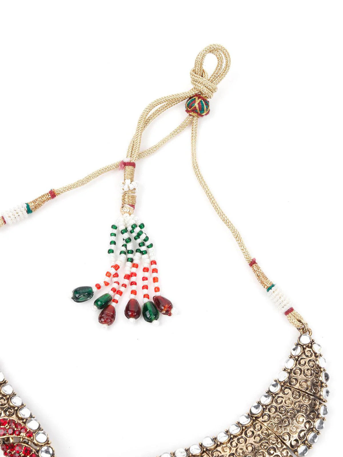 Odette Women Rusty Brown Metal Stone And Kundan Set - Image 4