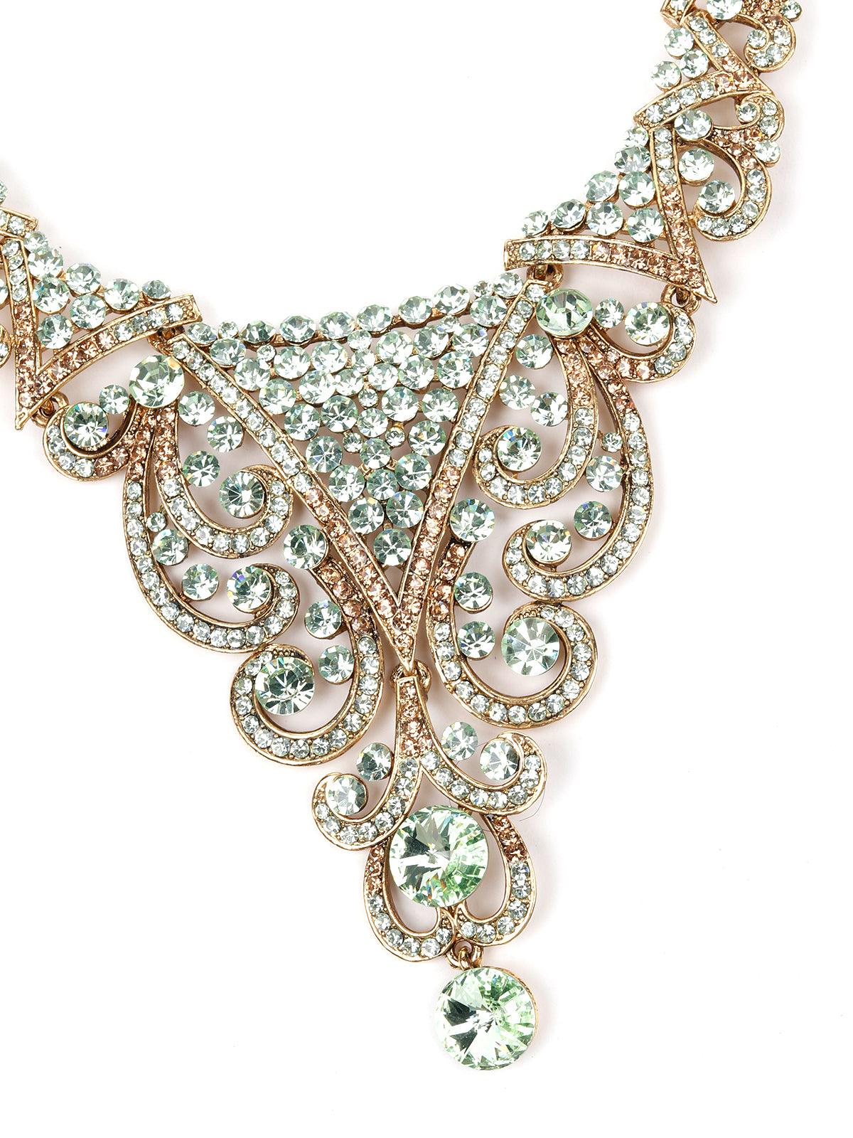 Odette Women Rusty Brown Stone And Kundan Set - Image 3