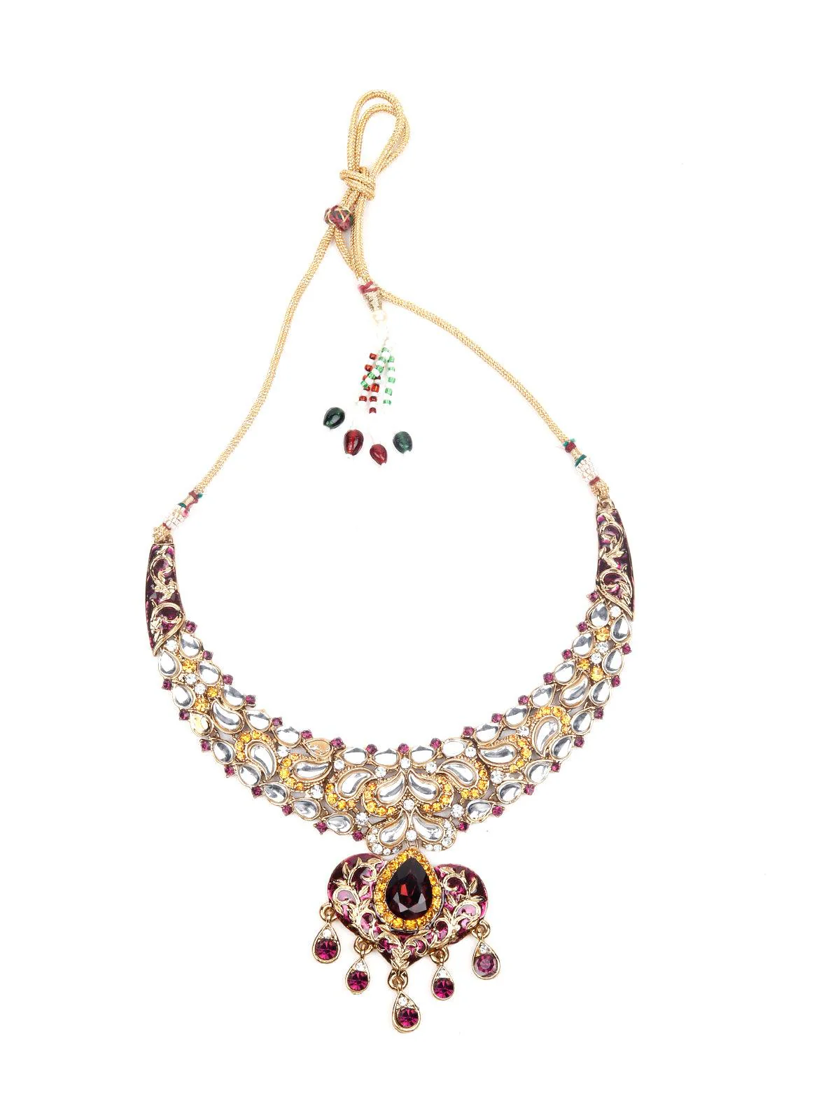 Odette Women Rusty Brown Metal Multicolour Stone Set