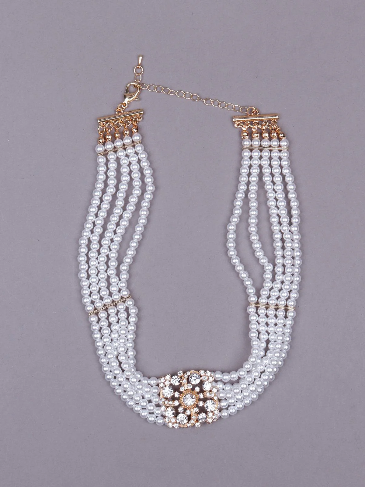 Odette Women White Metal Choker Necklace - Image 3