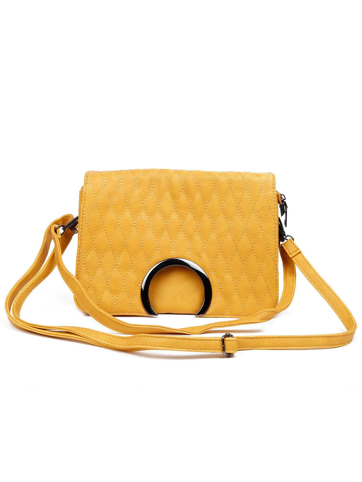 Odette Women Cream Coloured Metal Sling Bag - Image 3