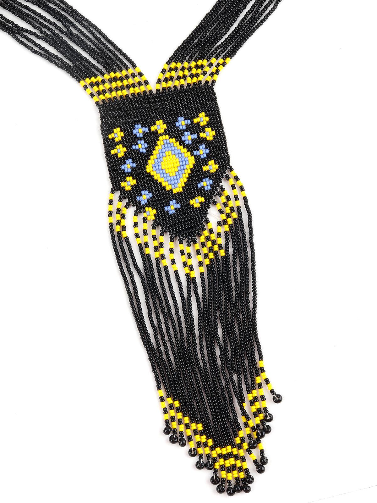Odette Women Naomi Handmade Black Aztec Neckpiece - Image 4