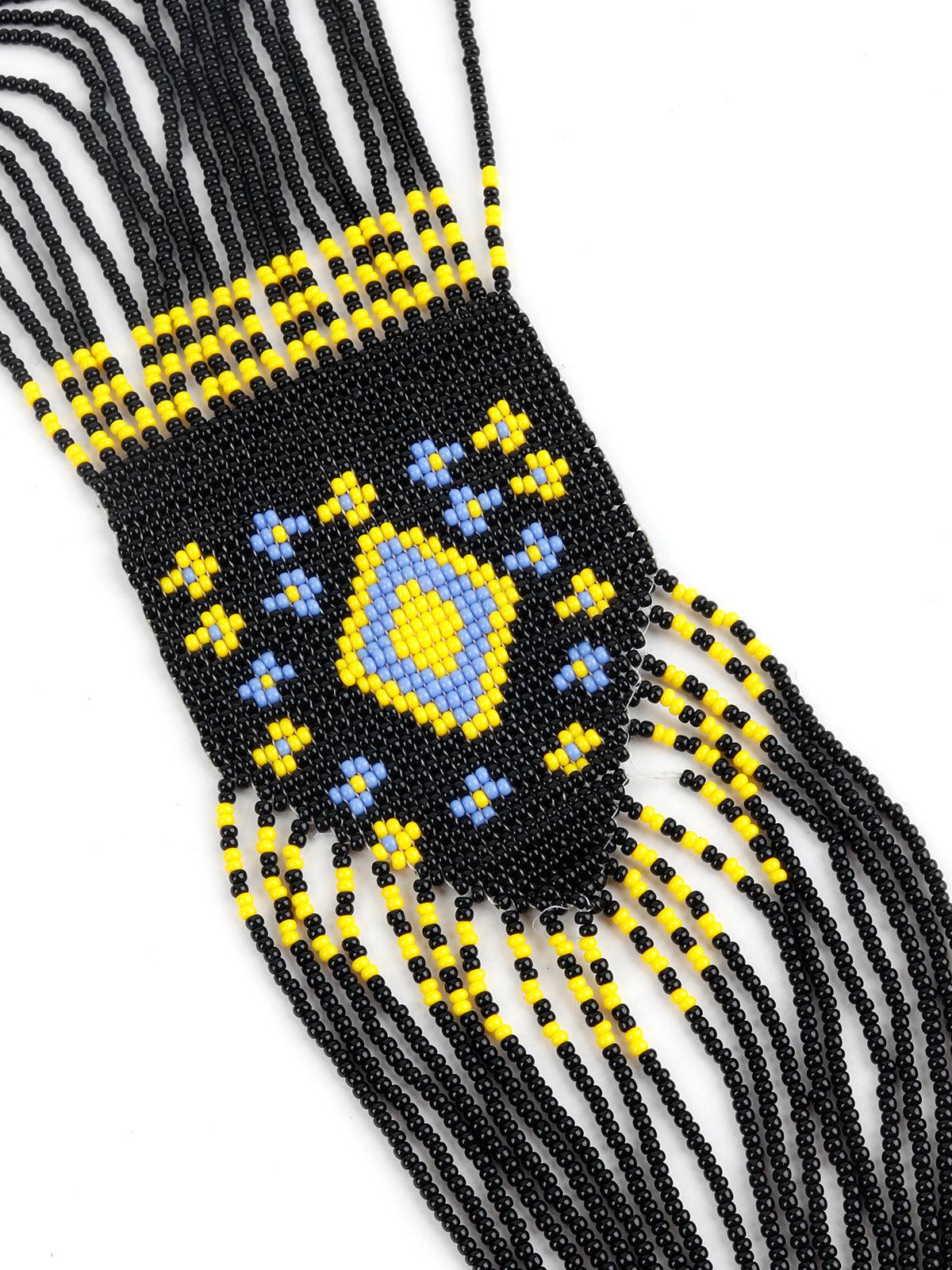 Odette Women Naomi Handmade Black Aztec Neckpiece - Image 5