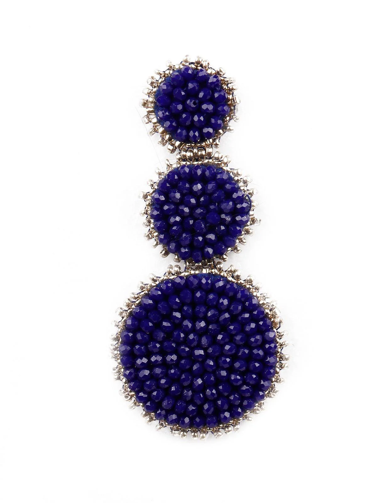 Odette Women Navy Blue Triple Rounded Statement Earrings - Image 4